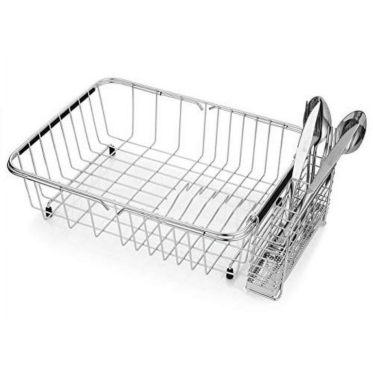  KESOL Sturdy 304 Stainless Steel Utensil Drying Rack Basket  Holder with Hooks 3 Divided Compartments, Rust Proof, No Drilling