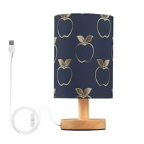 Apple Silhouette Bedside Desk Lamp LED Table Nightstand Lamps Warm Light Fabric Lampshade for Home Bedroom Office Living Room Decor
