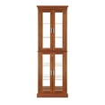thumbnail image 3 of Curio Cabinet with Glass Doors, 6-Tier Glass Display Cabinet China Cabinet with Adjustable Shelves & Mirrored Back Panel, Cabinet Glass Display Case for Entryway, Living Room, Walnut, 3 of 9