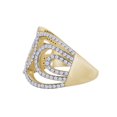 thumbnail image 3 of AFFY Round Cut Cubic Zirconia Crossover Band Ring in 14k Yellow Gold Over Sterling Silver (0.70 Cttw) Size - 5.5, 3 of 5