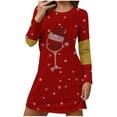 thumbnail image 2 of FDGIU Women's Christmas Sleep Dress, Long Sleeve Comfy Soft Nightie, Round Neck Tshirt Dress Casual House Dress, 2 of 6