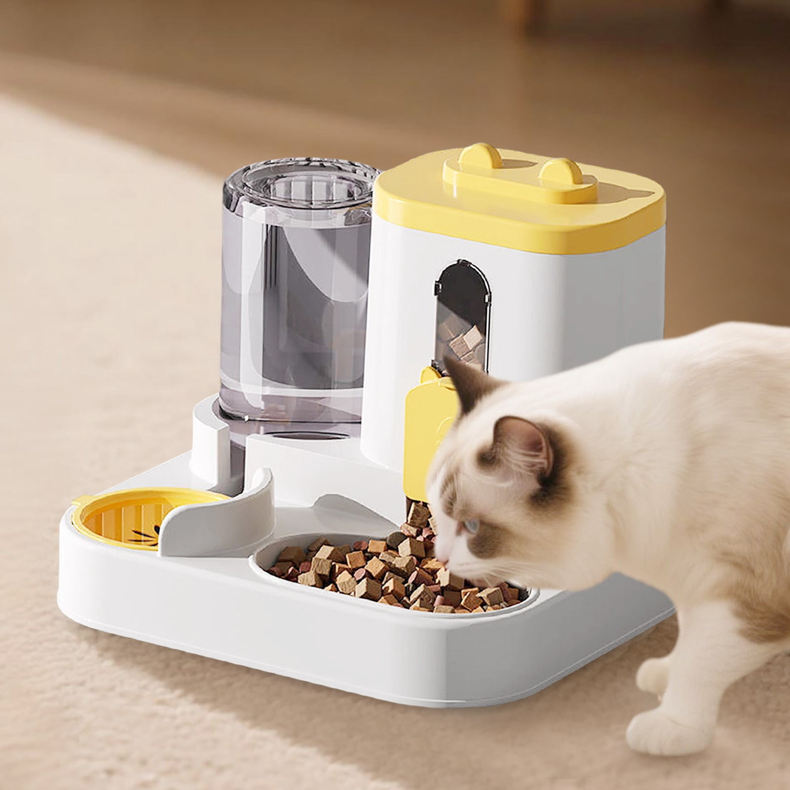 Gravity Cat Feeder and Water Dispenser 2 in 1, Automatic Self-Feeding Pet Bowl for Cats Dogs Puppies, Large Capacity Dry Food Container & Continuous Water Supply, Ideal for Indoor & Outdoor Pets