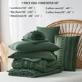 thumbnail image 6 of Davulos King Size Comforter Set,7 Pieces Tufted Dark Green Bed in a Bag Bohemian Bedding Sets with Comforter,Sheets,Pillowcases & Shams, 6 of 9