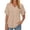 Beige, variant on Women T-Shirts Elegant Solid Color Summer T Shirt With Petal Short Sleeve And Stylish V-Neckline Stylish Tops