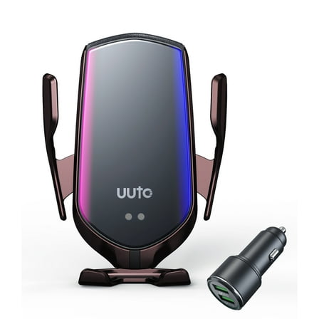 UUTO Wireless Car Charger Mount, 15W Qi Auto-Clamping Air Vent Phone Car Holder with QC 3.0 Car Charger