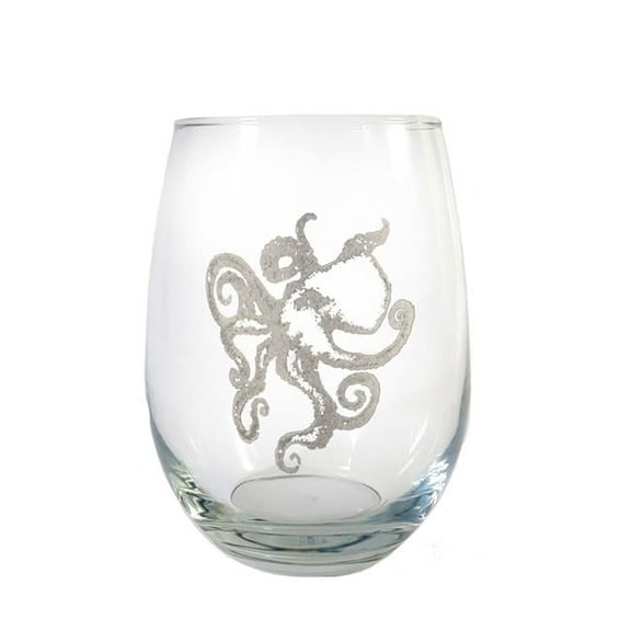 Lyoncraft WIOC01 18 oz Octopus Engraved Stemless Wine Glass