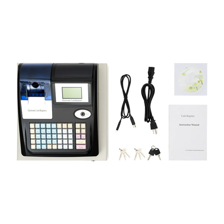 Cash Register 48 Keys Electronic POS System Cash Register with 8