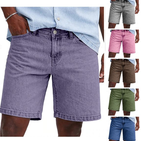 Mens Baggy Jean Shorts Denim Jorts Men Casual Shorts for Men Relaxed Fit Elastic Waist Summer Beach Shorts for Men with Pockets Blue L