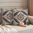 thumbnail image 2 of Vintage Floral Pillow Covers 2 Pack Dark Blue Classical Bohemian Style Pillowcase Waterproof Outdoor Throw Pillow Cover for Patio Garden Square Cushion 20”x20”, 2 of 9