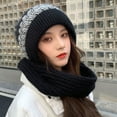 thumbnail image 4 of Women Hat Twist Pattern Brimless Autumn Winter Korean Style Knitting Cap Scarf for Riding, 4 of 10
