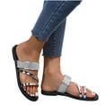 thumbnail image 6 of JeashCHAT Slip On Slide Sandals for Women Women's Casual And Comfortable Wear Bright Belt Flat Slippers (Silver), 6 of 6
