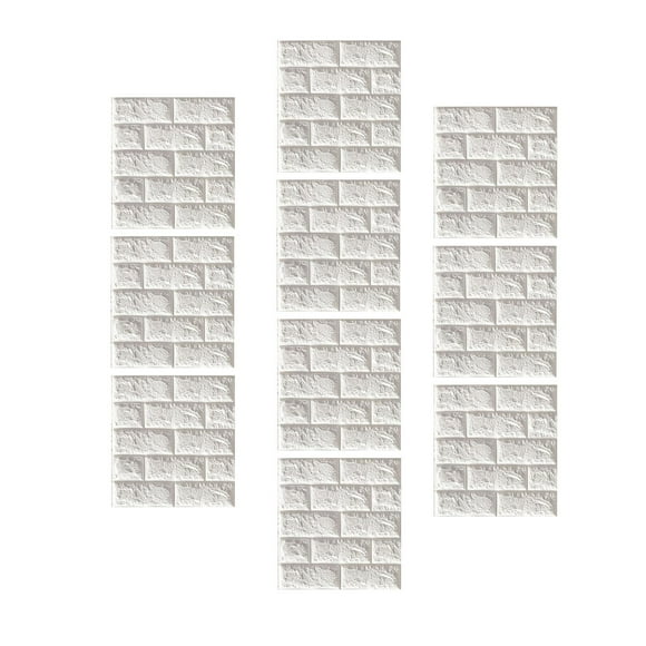 10 paneles de pared de ladrillo falso anticolisión, impermeables, de espuma gruesa para 5mm Blanco