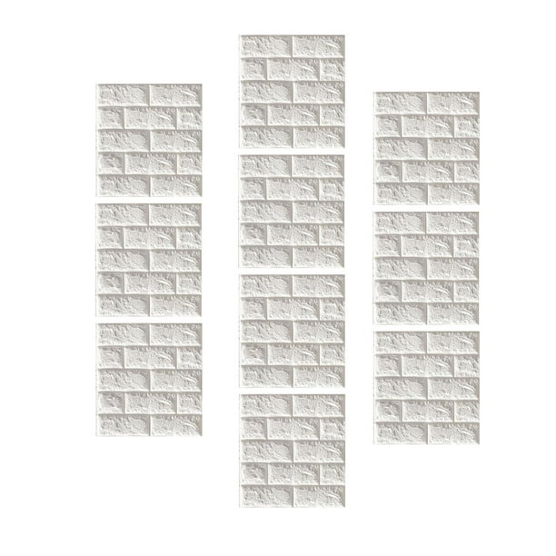 10 piezas de paneles de pared de espuma, paneles de pared decorativos, paneles de pared 3D impermeables para 7mm Blanco