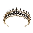 thumbnail image 2 of Zhuge Tiara de boda para novia, diadema de princesa, corona nupcial, joyería para el cabello con diamantes de imitación de cristal, decoración para novia, cumpleaños, graduación, boda (negro), 2 of 4