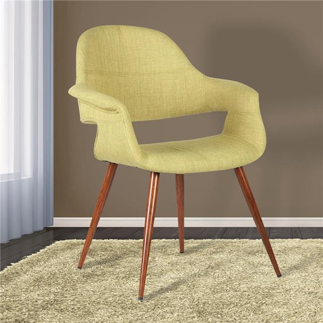 Phoebe Mid-Century Dining Chair in Walnut Green Fabric