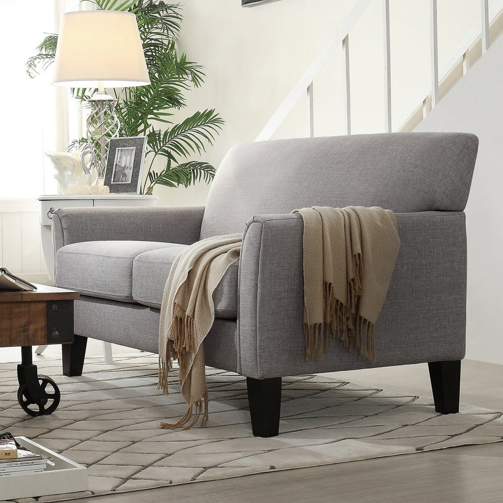 Weston Home Tribeca Living Room Upholstered Loveseat, Grey Linen