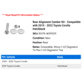 thumbnail image 2 of Rear Alignment Camber Kit - Compatible with 2019 - 2022 Toyota Corolla Hatchback 2020 2021, 2 of 2