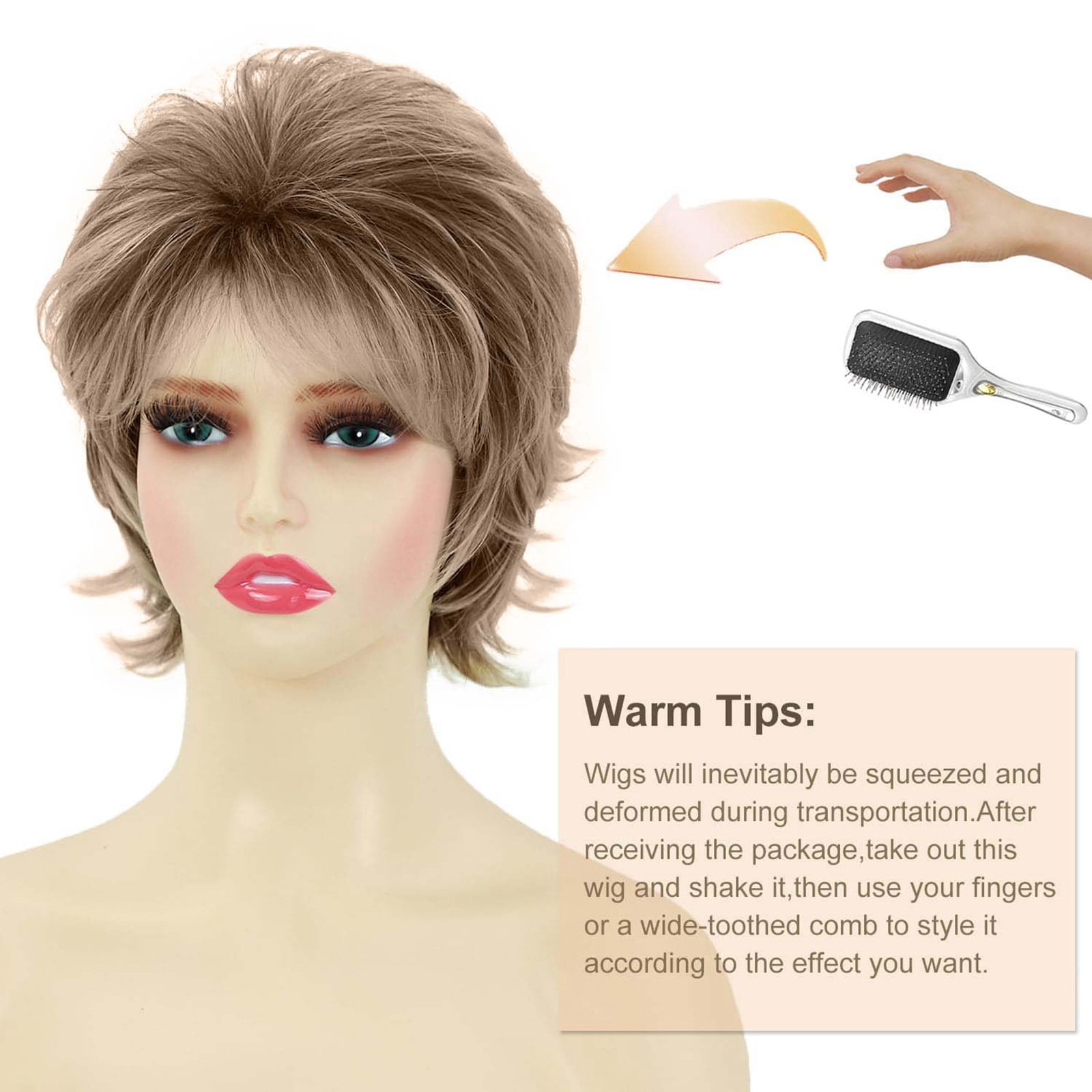 Ombre Blonde Bob Wig for Women, Short Straight Synthetic Wig Natural Looking Lace Front Style Wig for Daily Party(Gold,One Size)