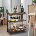 thumbnail image 2 of 3-Tier Bar Carts Kitchen Serving Utility Cart on Wheels with Storage for Outdoor,Kitchen,Club,Living Room, Wood Furniture with Metal Frame, 2 of 8