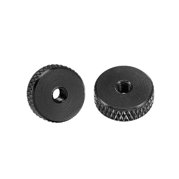 Flat Knurled Nut - M3 x 12mm x 4mm Thumb Nuts Lock Adjusting Nuts Aluminum Alloy Black 10Pcs