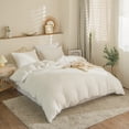 thumbnail image 3 of White Solid Bedding Sets King All White Duvet Cover Set Solid Pattern Washed Microfiber, No Filling, 3 of 9