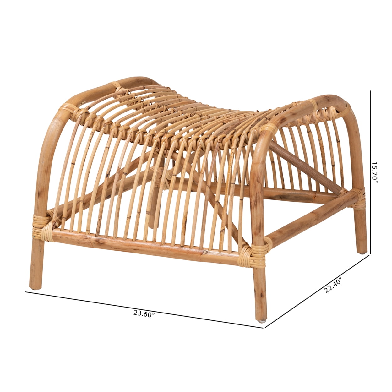 Baxton Studio Lamaria Modern Bohmenian Natural Brown Antique Rattan Footstool