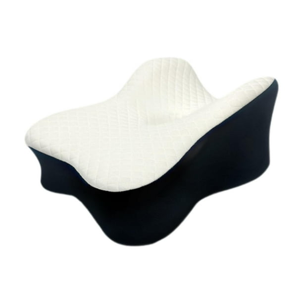 Almohada de rodillas para quienes duermen de lado, diseño curvo, cojín de apoyo para las piernas para la cama en casa. En blanco y negro