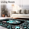 thumbnail image 2 of ODIKA 2'x3' Machine Washable Non-Slip Area Rug, Winter Shepherd Interlocking Snowflake Arrangement High Traffic Rug, Black, 645490, 2 of 5
