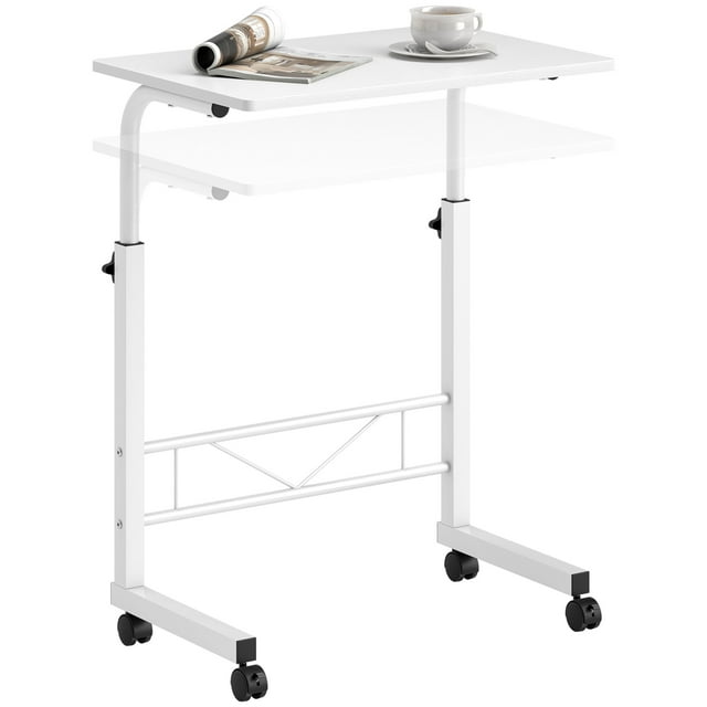 HOMCOM Bureau Debout Mobile à Hauteur Réglable, Bureau Debout, Blanc