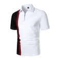 thumbnail image 3 of DYMADE Men Colorblock Short Sleeve Casual Polo Shirt Lapel T-shirt Top, 3 of 6