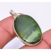 ZAM GEMS Nephrite Jade - Canada Gemstone 925 Sterling Silver Jewelry Pendant 1.48" A349