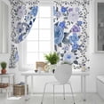 thumbnail image 5 of Boho Blue Flower Blackout Curtains for Bedroom, Spring Watercolor Country Floral Plant Thermal Insulated Kitchen Drapes with Grommets, Light Blocking Window Treatment, 2 Panels 52" x 45", 5 of 7