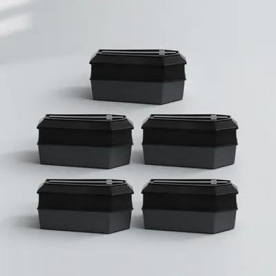 FRCOLOR Mini Coffins Coffin Ornament Black Plastic 5Pcs Haunted House Prop