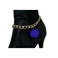 thumbnail image 4 of Women Gold Metal Boot Chain Bracelet Blue Disco Ball Shoe Charm Fancy Jewelry, 4 of 11