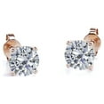 thumbnail image 6 of JeenMata 4 Prong 4 Carat Round Shaped Moissanite Solitaire Stud Earrings In 18K Rose Gold Plating Over Silver, 6 of 6