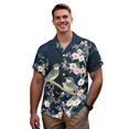 thumbnail image 3 of Garronmavis Plum Blossom Bird Matching Couple Outfits Short Sleeve Shirt for Men Summer Hawaiian Shirts and Women's V-neck Dress Flowy Beach Party Dresses Size 4XL, 3 of 7