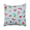 thumbnail image 1 of Funda de almohada ABPHQTO Parche Insignia Cosido en Rayas Grises Labios Corazón Ojos Rosa Flor 50x50 cm, 1 of 2