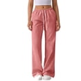 thumbnail image 2 of Cagogo Women Wide Leg Elastic Waist Pants Flowy Striped Casual Lounge Long Pants Loose Comfortable for Vacation Travel Beachwear, Red 2XL, 2 of 7