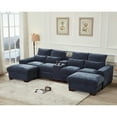thumbnail image 6 of Hybition Sectional Sofa with 2 ottoman, Chenille Living Room Set, LED Light, Wireless Charging, Storage Console, Cup Holder-Color:Dark Grey, 6 of 9