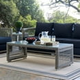 thumbnail image 2 of Modern Contemporary Urban Design Outdoor Patio Balcony Garden Furniture Lounge Coffee Table, Rattan, Wicker, Glass, Grey Gray, 2 of 4