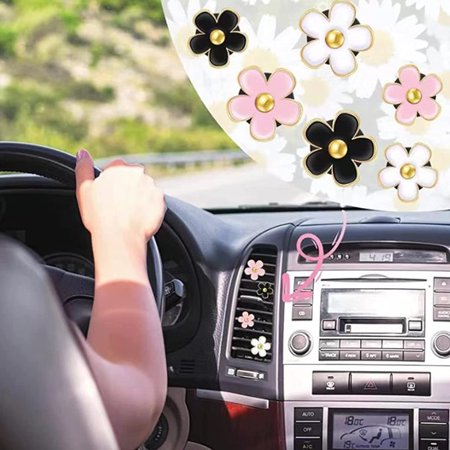 6 Pcs Daisy Flower Air Vent Clip Cute Car Air Fresheners Vent Clips Car Interior Decor for Women - B