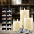 thumbnail image 2 of DUNCHATY 3-Pack Multicolor Flameless LED Candles, Remote Control & Timer, Glass Encased for Holiday Tables, Party, and Dining Decor, 2 of 8
