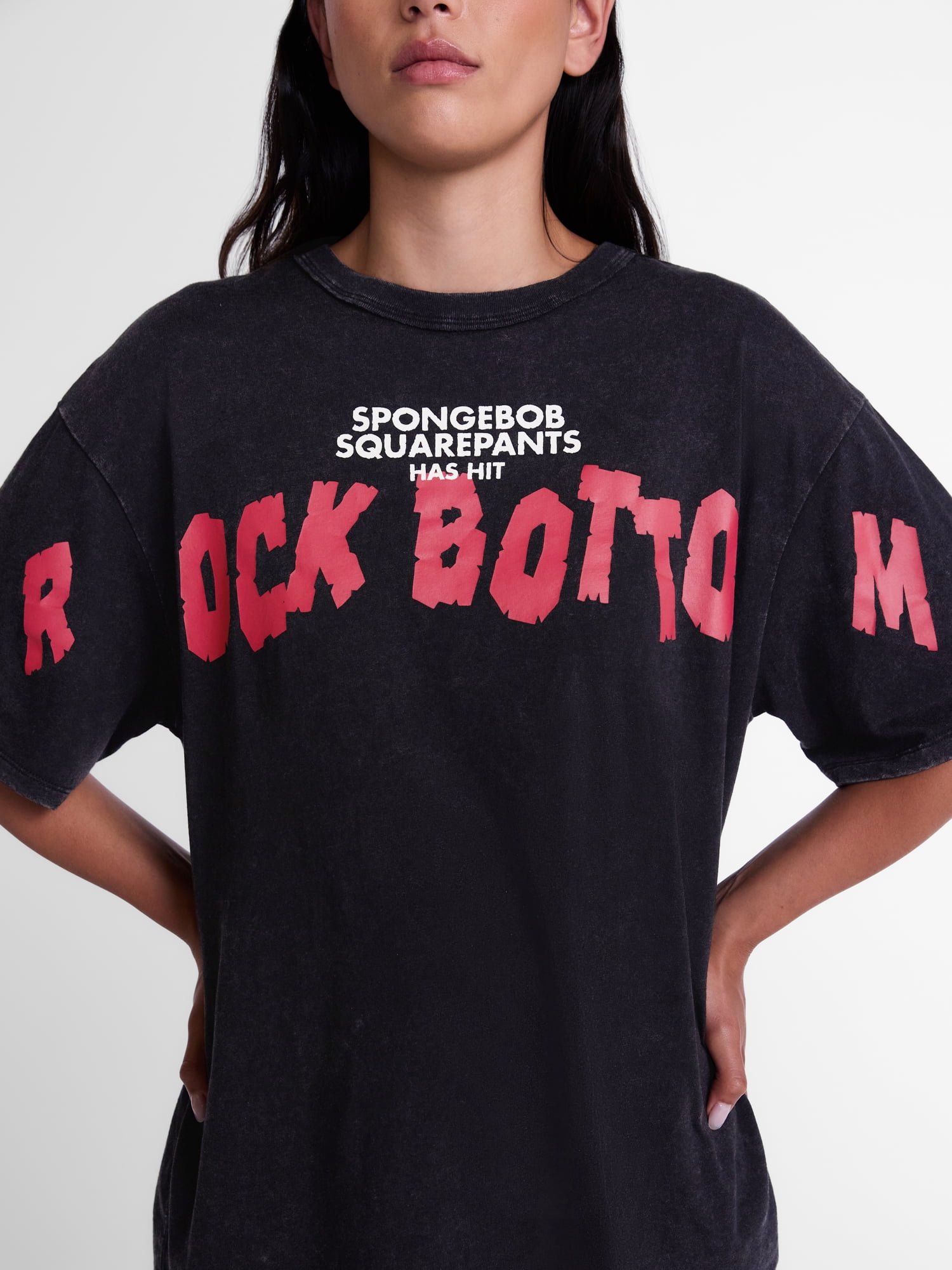 SpongeBob SquarePants Women's Oversized Front Back Graphic Tee, Sizes XXS-XXL
