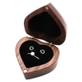 thumbnail image 3 of Heart Shaped Walnut Wood Ring Box Jewelry Chest Organizer Earrings Wooden Presentation Box Case for Proposal Engagement Wedding Ceremony Birthday Gift(Black Dounle Slot), 3 of 5