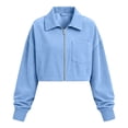 thumbnail image 2 of AloohaidyvioNo Boundaries Womens Cropped Jackets Trendy Lightweight Fall Long Sleeve Lapel Corduroy Zip Up Jacket with Pockets, 2 of 6