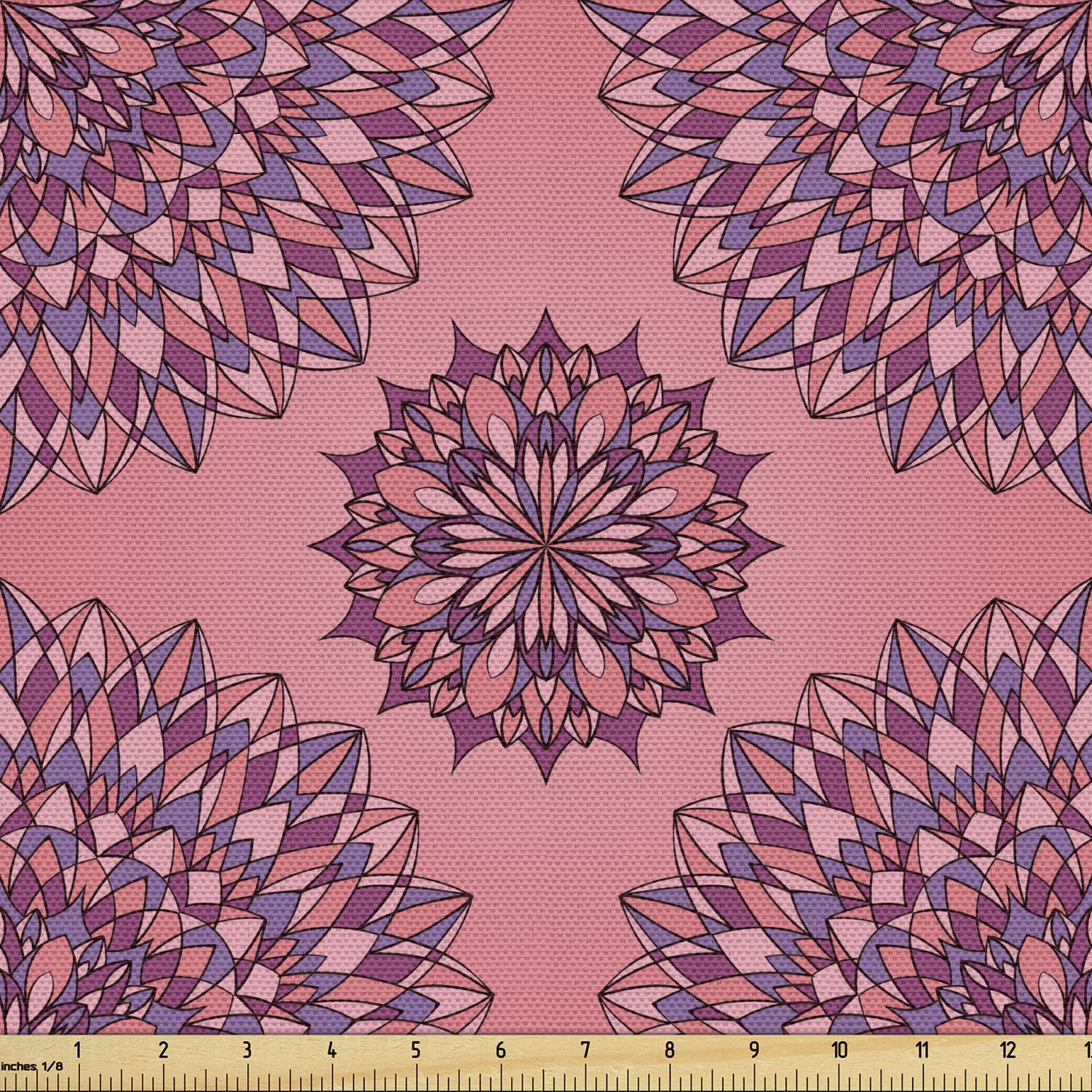 Purple Mandala Fabric by the Yard, Filigree Art Inspired Bohemian and
