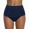 thumbnail image 5 of TOWED22 Women Bikini Bottoms Mid Waist Bathing Suit Swimsuit Ruched Swim Bottom(Navy,L), 5 of 6