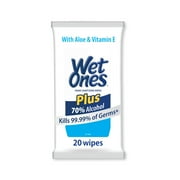 Wet Ones Plus Alcohol Hand Sanitizing Wipes Travel Pack, 20 Ct, Kills 99.99% of Germs, 0.16 lbs