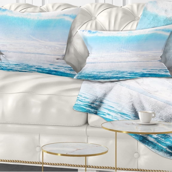 Designart Blue Horizon Digital Watercolor - Seascape Throw Pillow - 12x20