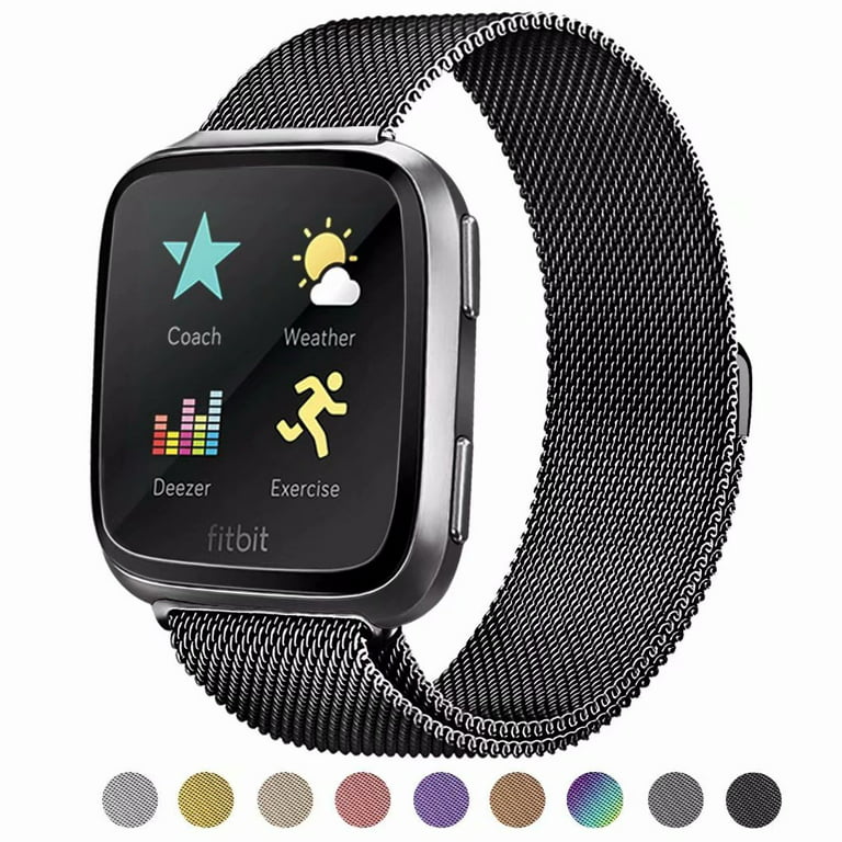 POY Compatible for Fitbit Versa 2/Fitbit Versa/Versa SE Strap Sport Adjustable , Stainless Steel Milanese Loop Replacement Bracelet Strap with Magnet Lock(Black,Small) - Walmart.com